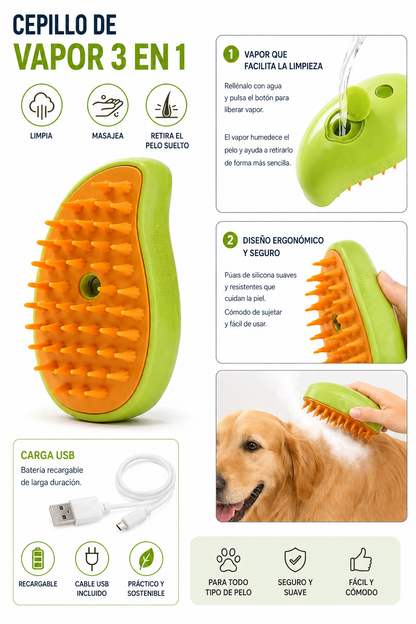 3-in-1 Pet Steamer Brush
